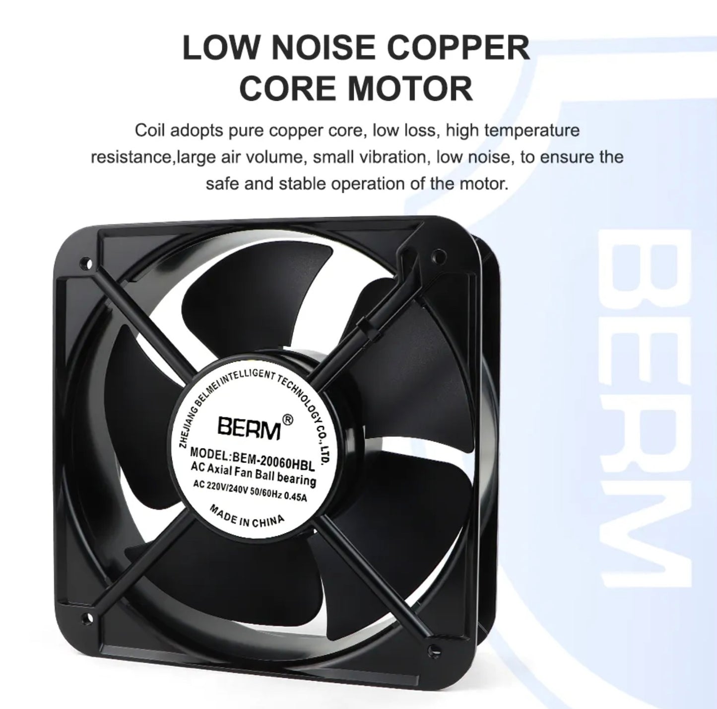 Ventilador axial pequeño de 220 V, 200 mm x 200 mm, con rodamiento de bolas, para refrigeración de armarios industriales