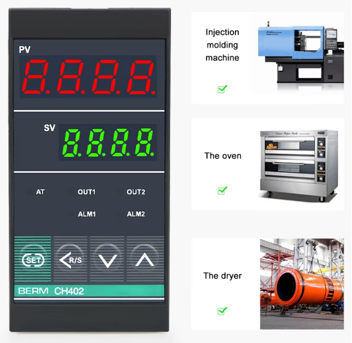 Controlador de temperatura BERM-CH402 48x96MM Controlador de indicador de temperatura digital para relé de salida mecánica o SSR
