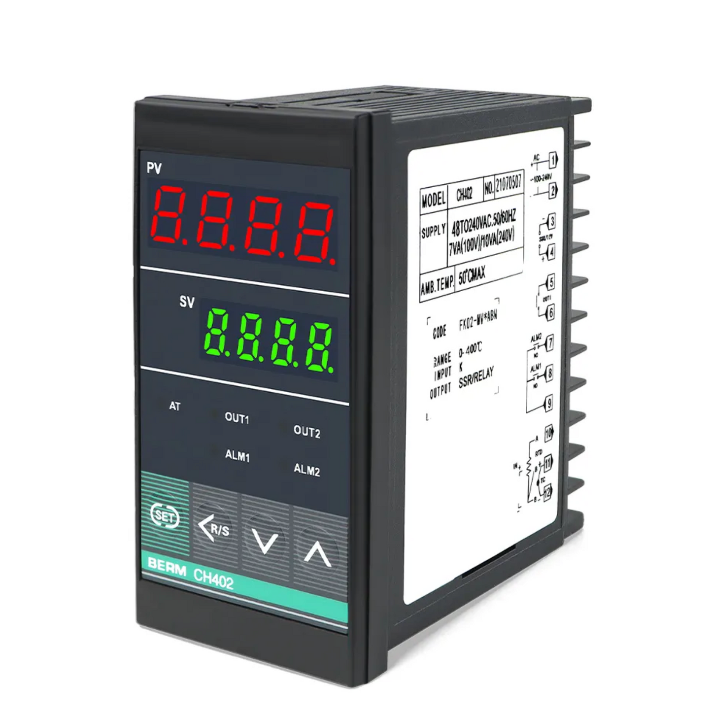 Controlador de temperatura BERM-CH402 48x96MM Controlador de indicador de temperatura digital para relé de salida mecánica o SSR