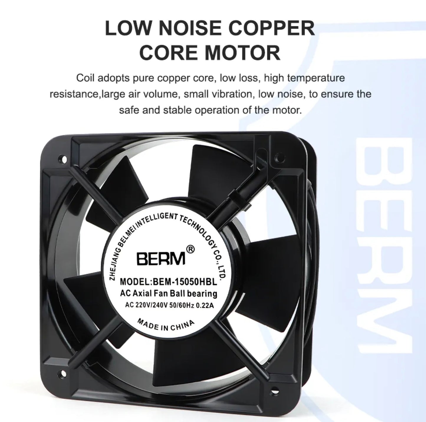 Ventilador axial pequeño de 220 V, extractor pequeño de 150 mm x 150 mm con rodamiento de bolas, ventilador industrial para gabinete.