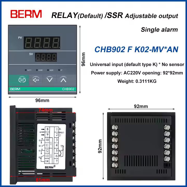 Controlador de Temperatura Digital Inteligente CHB902 96x96 SALIDA RELAY/SSR