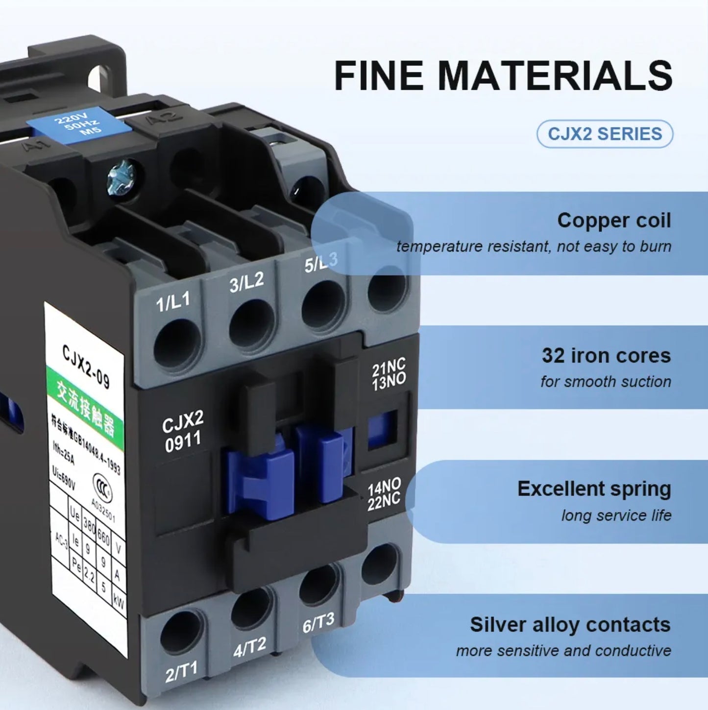 Contactor CA CJX2-1811 NO NC 220 V Contactor trifásico Contactor magnético eléctrico