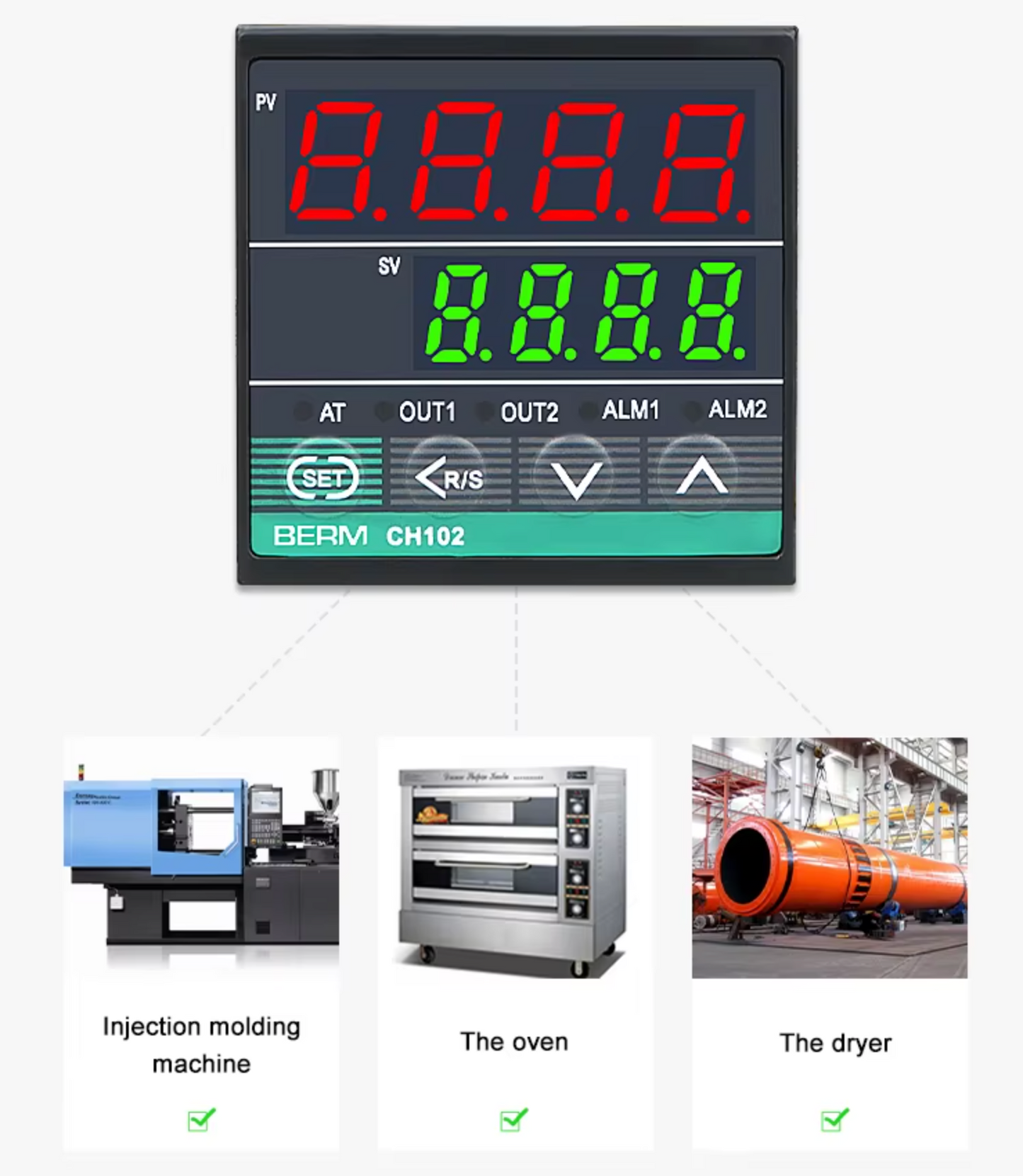 Controlador de temperatura BERM-CH102 48x48MM Controlador de indicador de temperatura digital para relé de salida mecánica o SSR