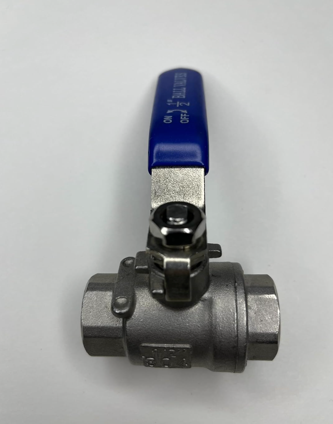 1/2 inch NPT Stainless Steel Ball Valve, Full Port Water Stop Shut Off Ball Valve, Level Handle Pipe Heavy Duty Brass Female Threaded Ball Valve - Model 1000WOG BLUE With Sealing tape