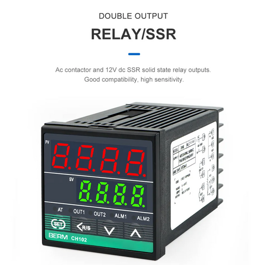 Controlador de temperatura BERM-CH102 48x48MM Controlador de indicador de temperatura digital para relé de salida mecánica o SSR