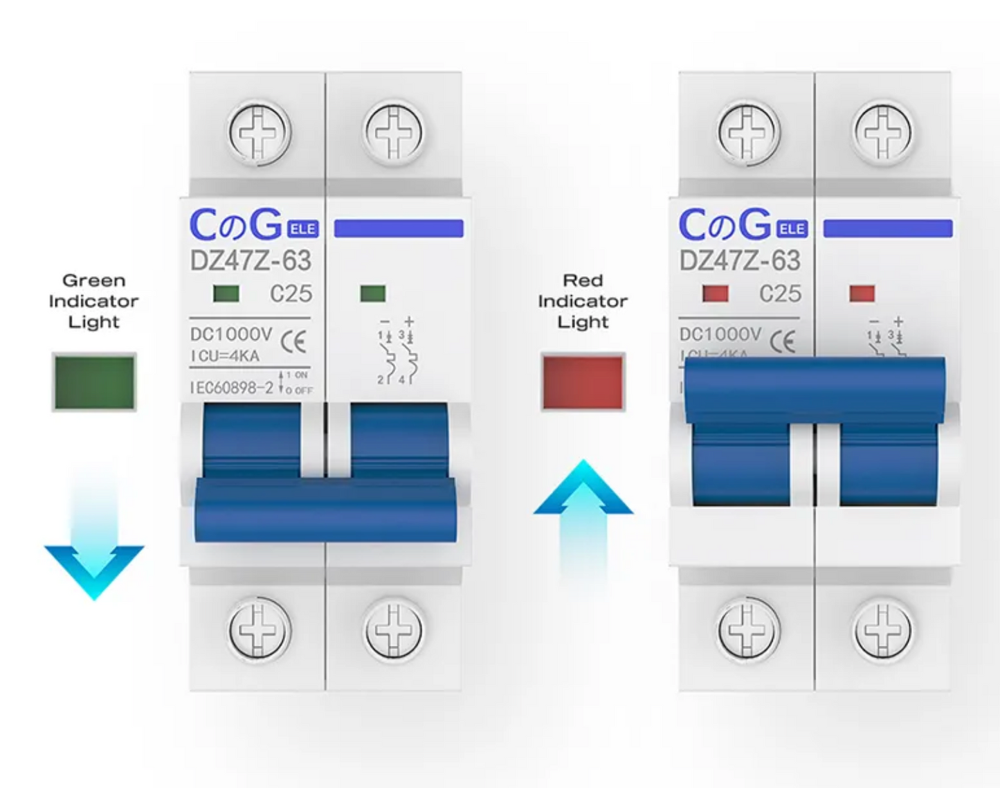 Disyuntor miniatura CA 1000 V, 2 y 3 polos, interruptor de desconexión de CA, montaje en riel DIN, utilizado para proteger equipos de circuitos.