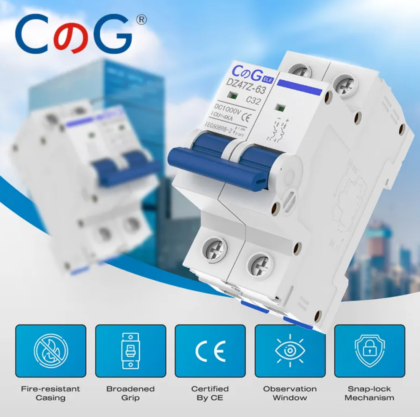 Disyuntor miniatura CA 1000 V, 2 y 3 polos, interruptor de desconexión de CA, montaje en riel DIN, utilizado para proteger equipos de circuitos.