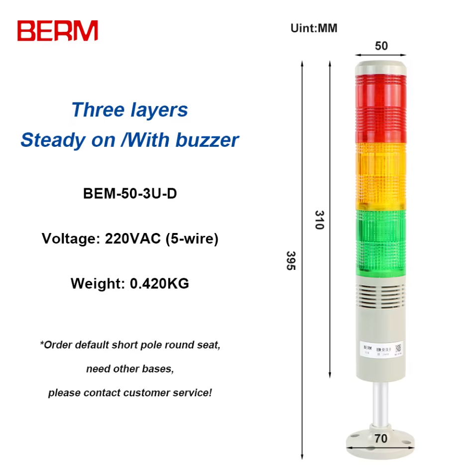 Luz de advertencia de tres colores con señal LED y zumbador incorporado