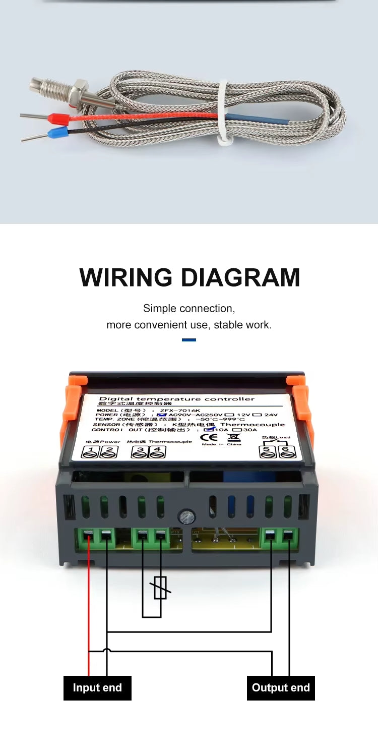 Controlador de Temperatura Inteligente Digital para HORNO 10A 220VAC ZFX-7016K