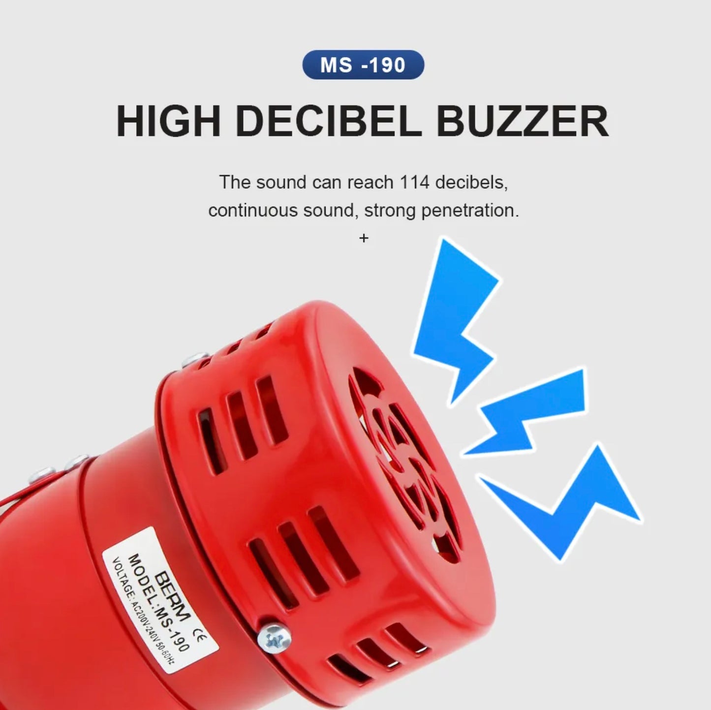 Alarma industrial con zumbador de alto decibelio de 220 V