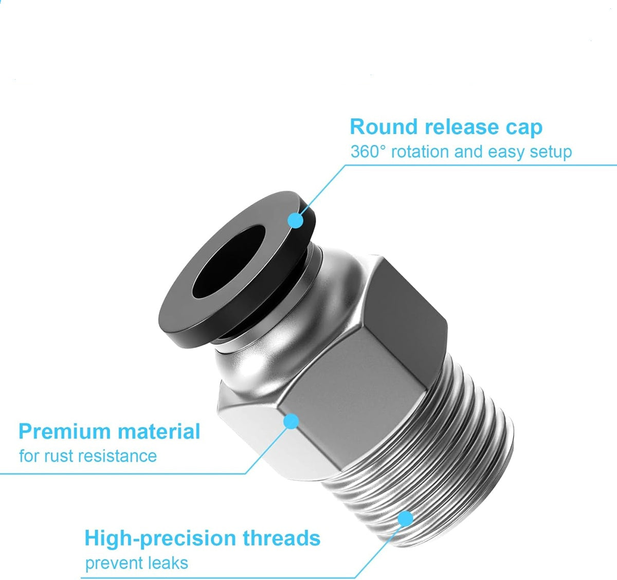 Conector Rápido Recto VPC 10-02 Para Tubo De Aire 10 mm