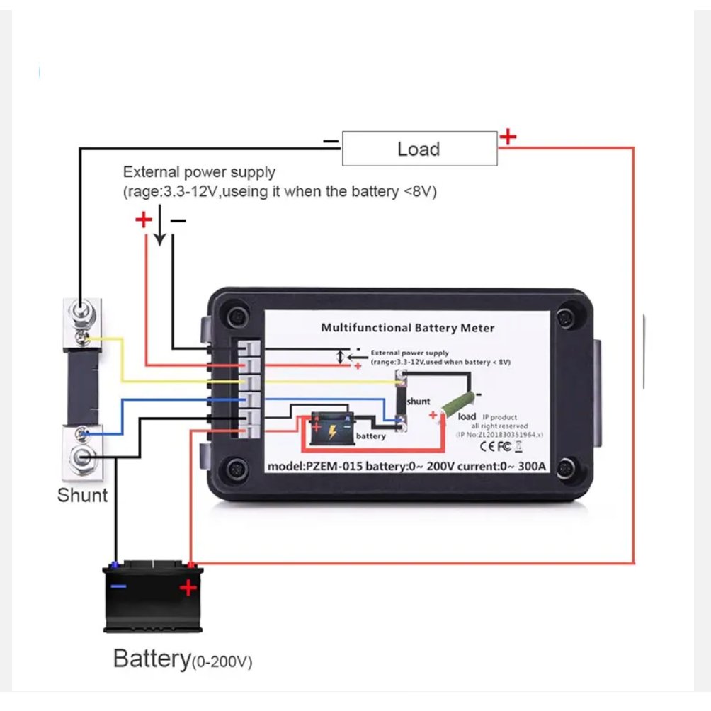 Digital Meter DC 0 - 200V 9 in 1 LCD DC Voltage Current Power Energy Detector Ampere Shunt Voltmeter Ammeter Max. 300 Amp. - Sumiempaques Corp.