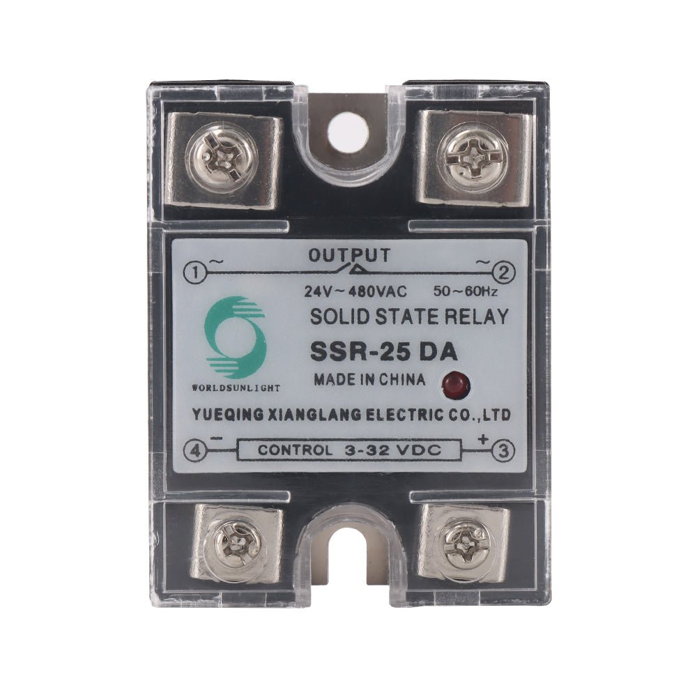 Solid State Relay SSR - 25DA DC to AC Input 3 - 32VDC to Output 24 - 480VAC 25A Single Phase Plastic Cover - Sumiempaques Corp.