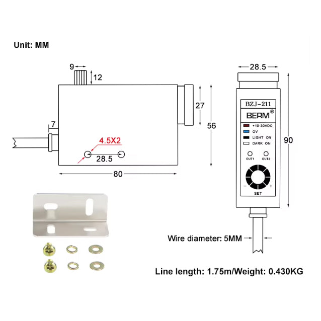 Interruptor fotoeléctrico de seguimiento de luz verde BZJ-211