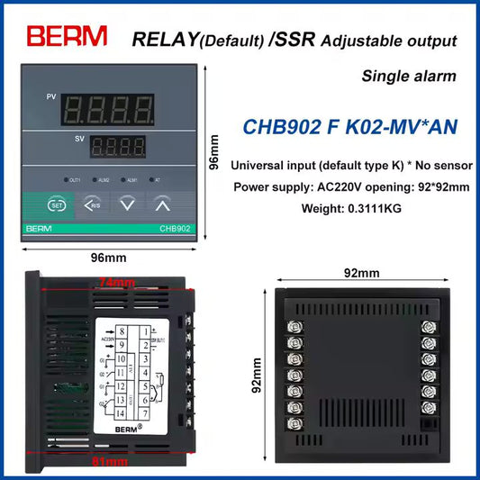 Controlador de Temperatura Digital Inteligente CHB902 96x96 SALIDA RELAY/SSR