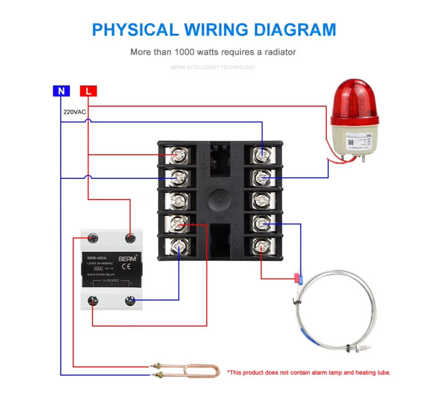 Temperature Controller PID Kit AC Voltage 100~240V Comes with SSR 40DA solid state relay, K type thermocouple sensor