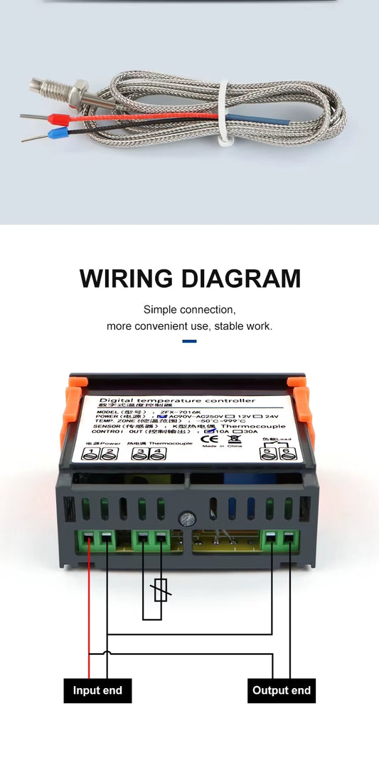 Controlador de Temperatura Inteligente Digital para HORNO 10A 220VAC ZFX-7016K