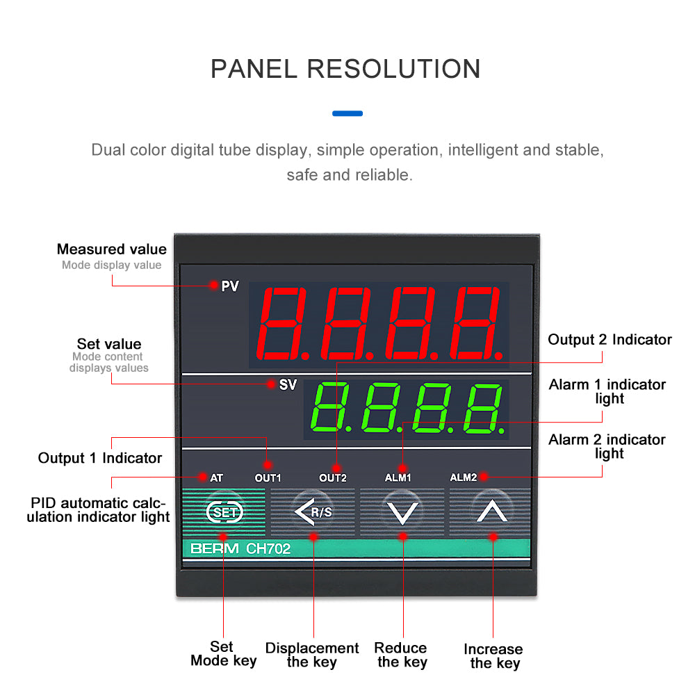 Controlador De Temperatura Digital Berm CH702 PID Relé/SSR