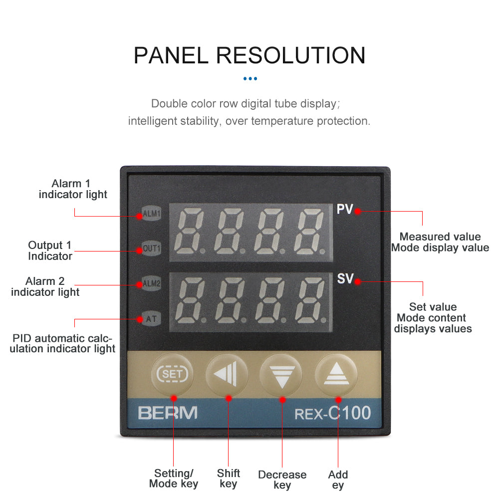 Termostato Industrial Digital REX-C100 Compacto SSR