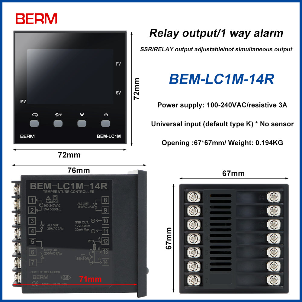 Controlador De Temperatura Original BEM-LC1M- 14R PID Digital