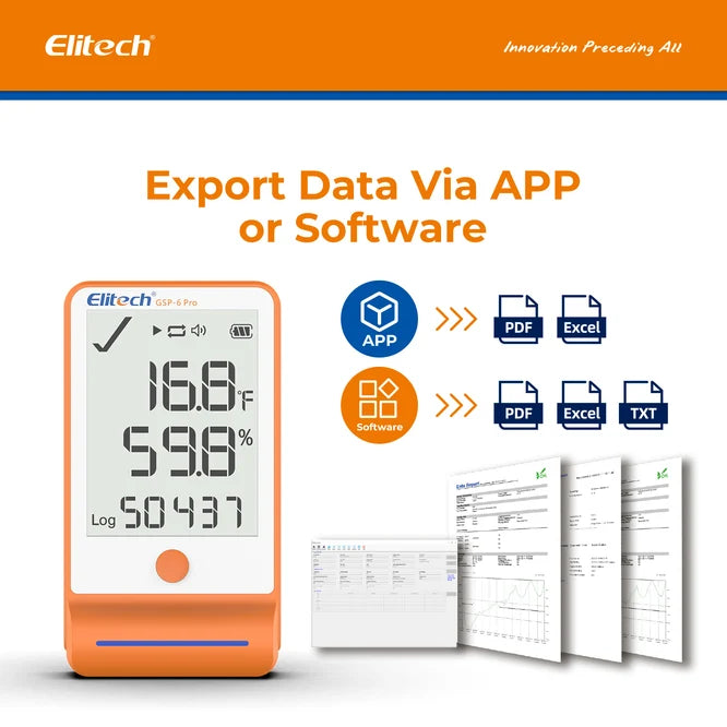 Datalogger Elitech GSP-6 Pro Bluetooth Temperatura y Humedad