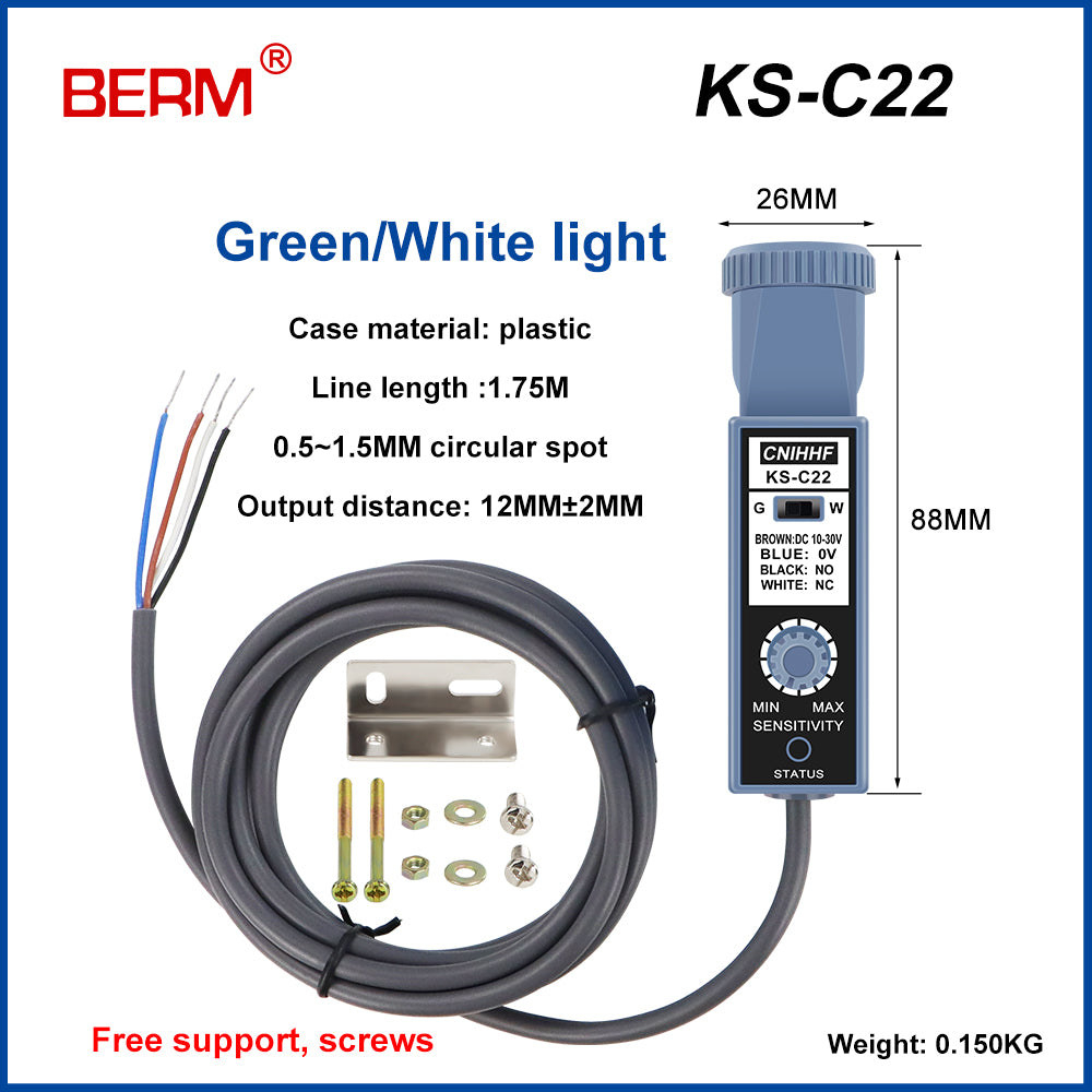 Sensor de código de Color de luz verde/blanca KS-C22