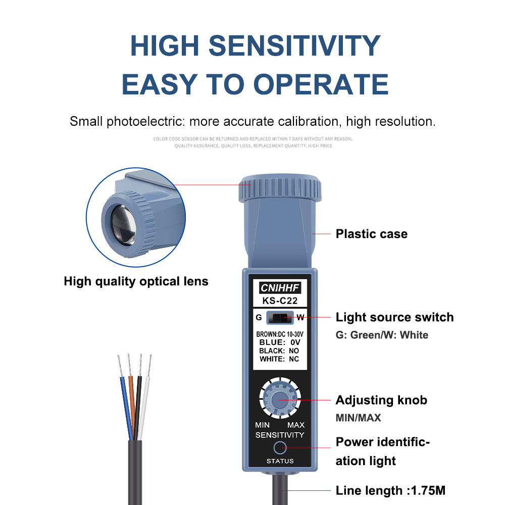 Sensor de código de Color de luz verde/blanca KS-C22
