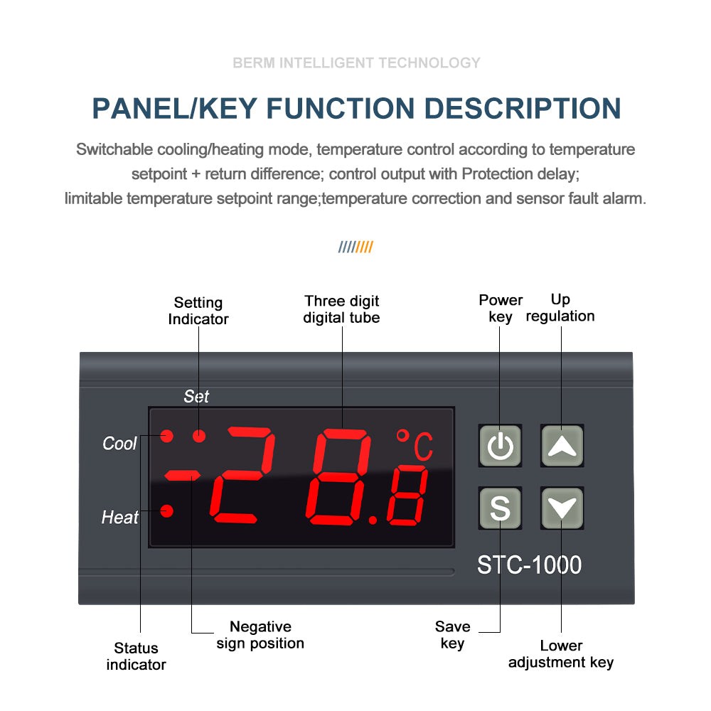 Controlador de Temperatura Digital STC-1000 (Termostato y Relé Dual)