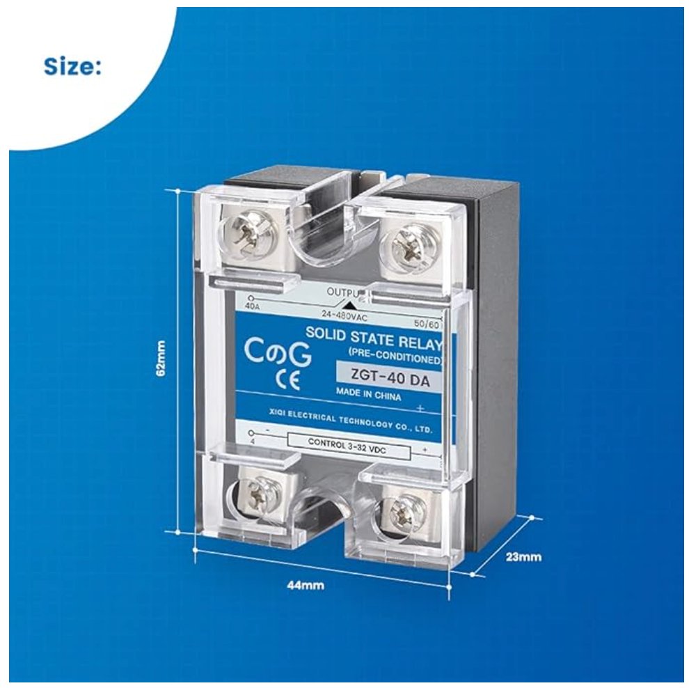 PID Temperature Controller Kit AC Voltage 100~240V Comes with SSR 40DA solid state relay, K type thermocouple sensor and black or silver heat sink. - Sumiempaques Corp.